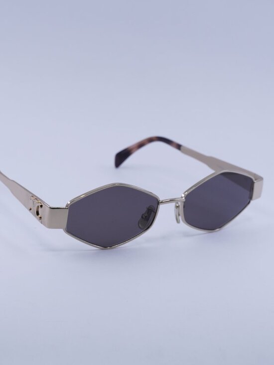 Celine CL40254U 28A Sunglasses Gold Geometric Frame, Smoke Lenses main image 10